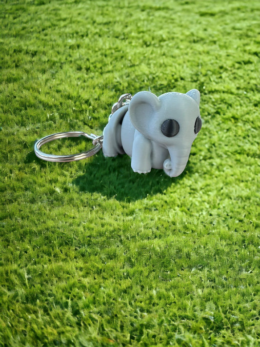 Elephant Articulated 3D Printed Keychain