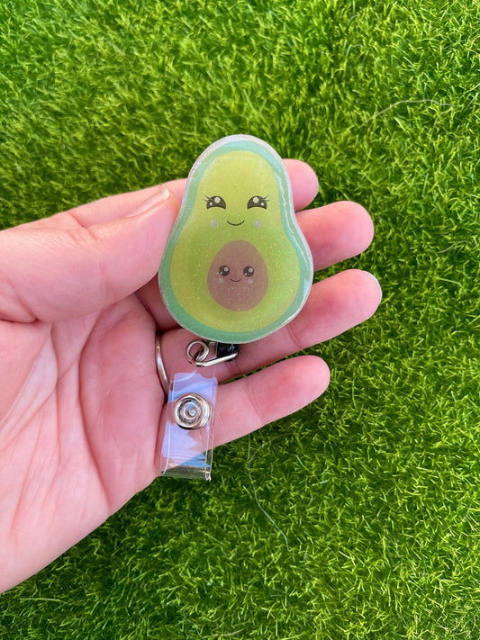 Kawaii Avocado Fruit Badge Reel | Nerdy and Geeky Badge Reels for Nurses, Teachers