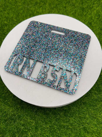 Horizontal Glitter Badge Backer (Nurses/Teachers) - Custom Titles Available! | Nerdy and Geeky Badge Reels for Nurses, Teachers