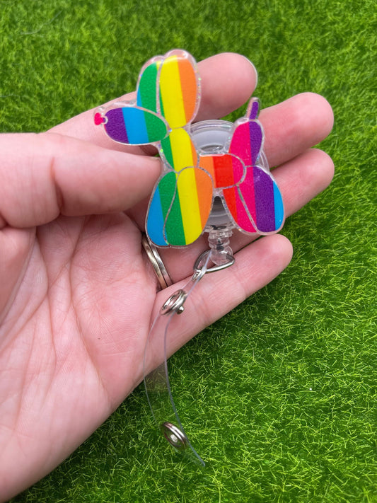 Rainbow Balloon Dog Badge Reel | Nerdy and Geeky Badge Reels for Nurses, Teachers