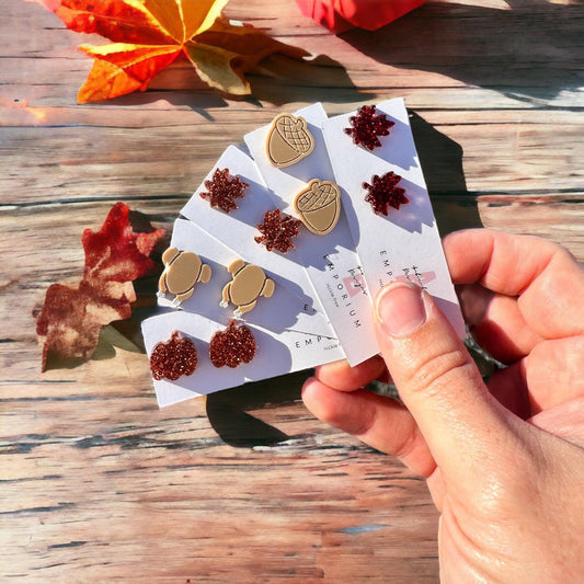 Fall Leaf / Acorn / Turkey / Pumpkin Stud Earrings