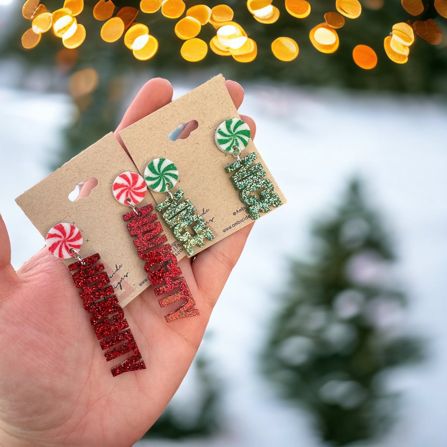 Naughty or Nice Peppermint Dangle Earrings