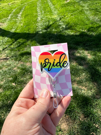 Pride Heart Rainbow Badge Reel | Nerdy and Geeky Badge Reels for Nurses, Teachers